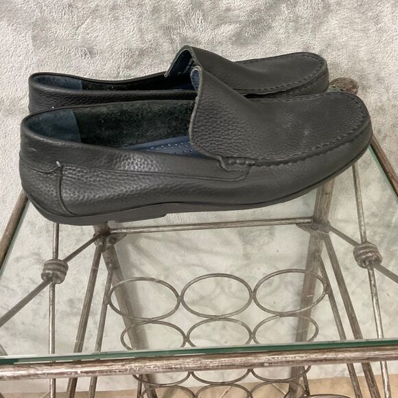 Tommy Bahama Loafers Men’s 10D Black Pebbled Leather Nassau slip Driving Shoes - Picture 3 of 12